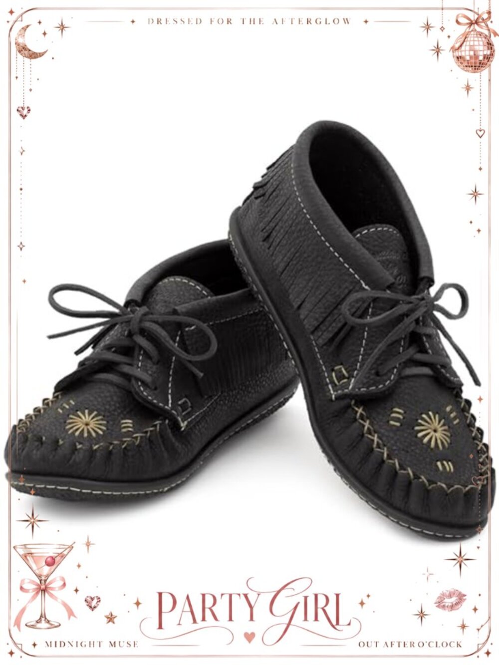 Leather Mocc Boots Women's Inca Embroidered Rubber Sole Lace Up